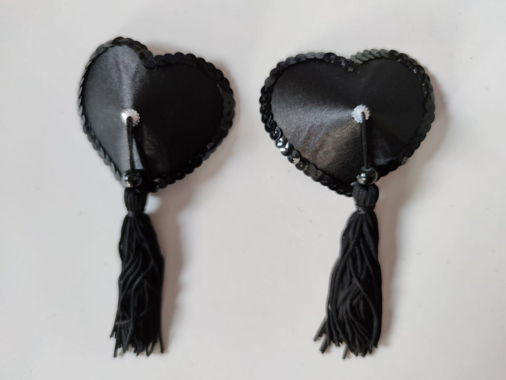 Black Heart with Tassel Nipple Pasties